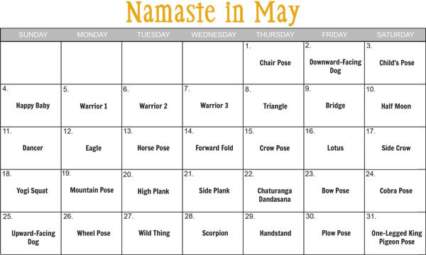 calendrier de yoga