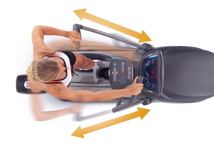 Woman using Pro3700C - top view with a focus on upper body motion